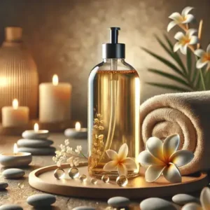 Huile de monoï utilisée pour le massage balinais
